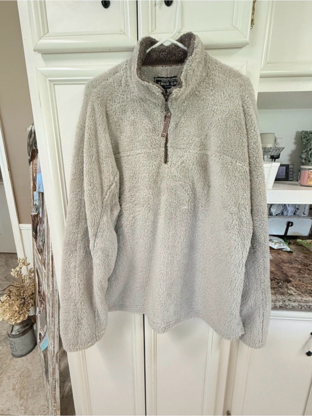 True Grit Men’s Light Gray Sherpa Quarter-Zip Pullover